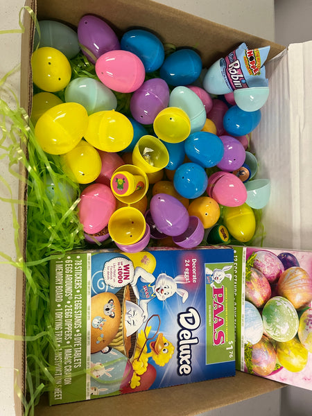 Pre-filled plastic Easter eggs & 2 Easter egg dye kits